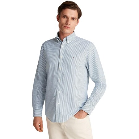 offerta a tempo: tommy hilfiger uomo camicia flex poplin classic regular fit, multicolore (nouveau green/multi) — 26% da 89,90 € a 66,30 €