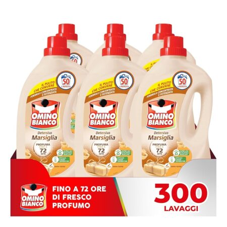offerta a tempo: omino bianco detersivo lavatrice liquido, 300 lavaggi — 38% da 50,39 € a 31,30 €
