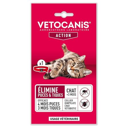 offerta a tempo: vitalveto – collare antiparassiti per gatto, 120j rosso — 22% da 5,29 € a 4,14 €