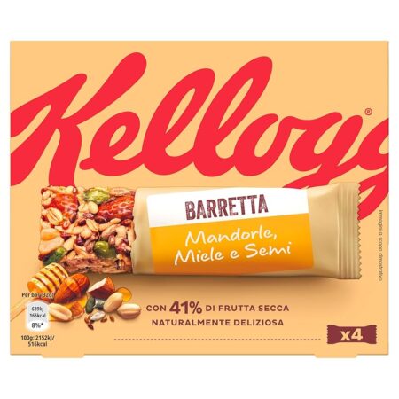 offerta a tempo: kelloggs 4 barrette con mandorle, miele e semi — 49% da 3,09 € a 1,59 €