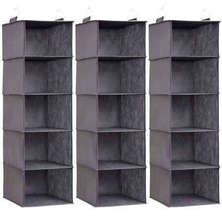 offerta a tempo: lifewit set di 3 organizer armadio da appendere con 5 ripiani e 2 ganci robusti — 9% da 32,99 € a 29,98 €