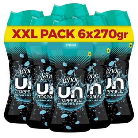 offerta a tempo: lenor profumatore bucato lavatrice unstoppables fresh, mega pacco 6 x 270 g — 31% da 53,99 € a 37,30 €