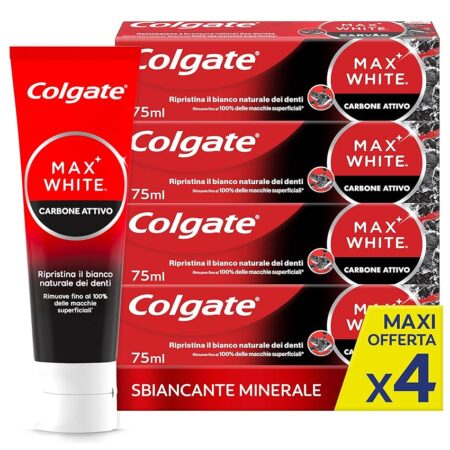 offerta a tempo: colgate dentifricio al carbone 4 pezzi — 46% da 14,84 € a 7,96 €
