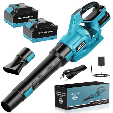 offerta a tempo: leeikoo soffiatore a batteria, 21v soffiatore foglie con 2 batteria 4,0ah — 16% da 125,98 € a 105,98 €