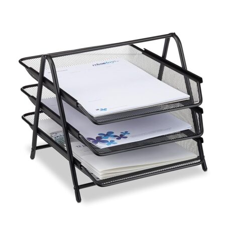 offerta a tempo: relaxdays 10022496 46 vaschette porta documenti e lettere da scrivania in metallo — 22% da 24,99 € a 19,37 €