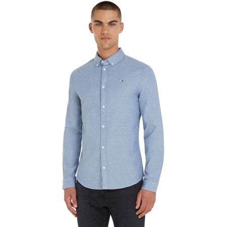 offerta a tempo: tommy jeans tjm slim stretch oxford shirt dm0dm09594, camicia uomo — 30% da 69,90 € a 48,95 €