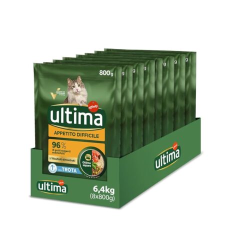 offerta a tempo: ultima appetito difficile trota crocchette per gatti confezione da 8 x 800g — 33% da 39,92 € a 26,91 €