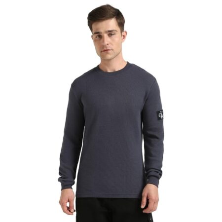 offerta a tempo: calvin klein jeans maglietta maniche lunghe uomo badge waffle ls tee basic — 28% da 59,90 € a 43,34 €