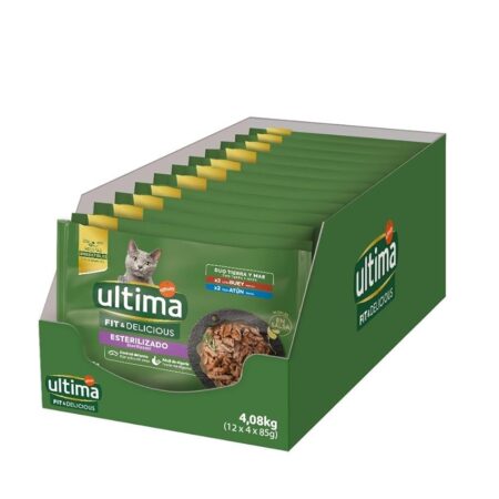 offerta a tempo: ultima cibo umido per gatti con manzo e tonno 4 x 85gr x 12 (4,08 kg) — 23% da 30,49 € a 23,49 €