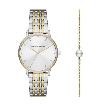 offerta a tempo: armani exchange set con orologio da donna a tre sfere in acciaio e bracciale — 32% da 219,00 € a 149,99 €