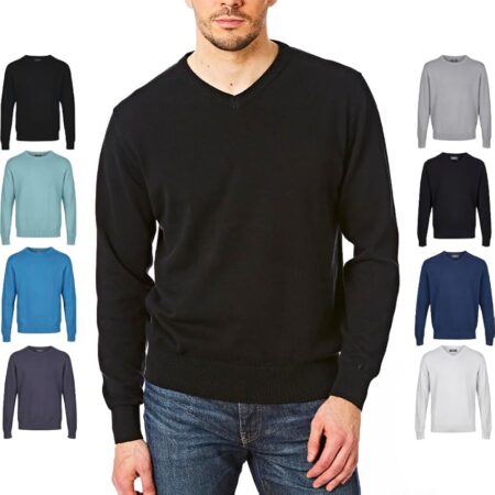 offerta a tempo: castle point maglione maglione lavorato a maglia in cotone morbido al tocco con scollo a v da uomo — 11% da 24,95 € a 22,28 €