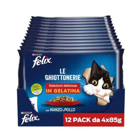 offerta a tempo: felix le ghiottonerie cibo umido gatto adulto, bocconcini in gelatina con manzo — 30% da 29,88 € a 20,99 €