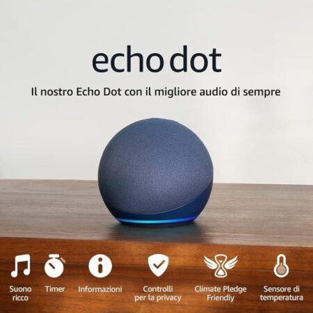 offerta a tempo: echo dot altoparlante intelligente con orologio integrato e alexa — 54% da 64,99 € a 29,99 €