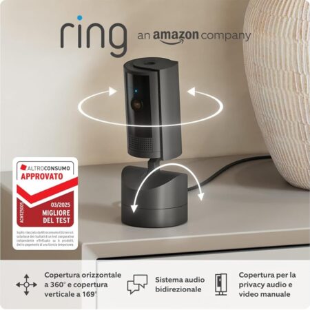 offerta a tempo: ring videocamera interna girevole a 360° compatibile con alexa — 50% da 69,99 € a 34,99 €