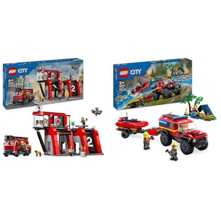 offerta a tempo: lego city caserma dei pompieri e autopompa, stazione con camion giocattolo d'emergenza — 25% da 109,98 € a 82,99 €