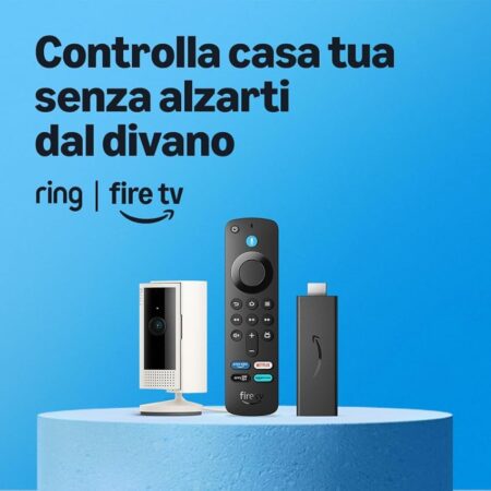 offerta a tempo: ring telecamera di sorveglianza con controllo remoto da smartphone + fire tv stick hd con integrazione alexa — 52% da 94,98 € a 45,99 €
