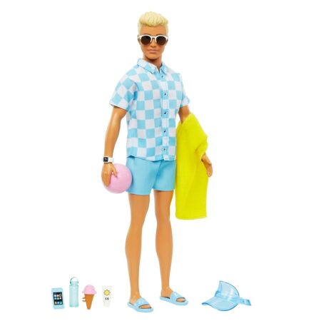 offerta a tempo: barbie ken biondo con costume da bagno azzurro e camicia blu — 25% da 19,99 € a 14,99 €