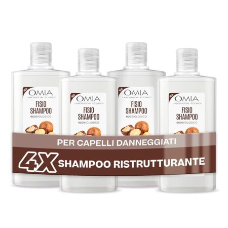 offerta a tempo: omia fisio shampoo eco bio con olio di macadamia per capelli danneggiati 4 pezzi x 200ml — 59% da 19,99 € a 8,19 €