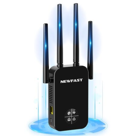 offerta a tempo: newfast ripetitore wifi potente per casa, 1200mbps wifi extender dual band 2.4ghz/5ghz — 28% da 53,99 € a 39,09 €
