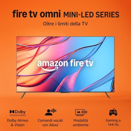 offerta a tempo: amazon fire tv serie omni mini led smart tv qled 4k da 55" — 32% da 999,99 € a 679,99 €