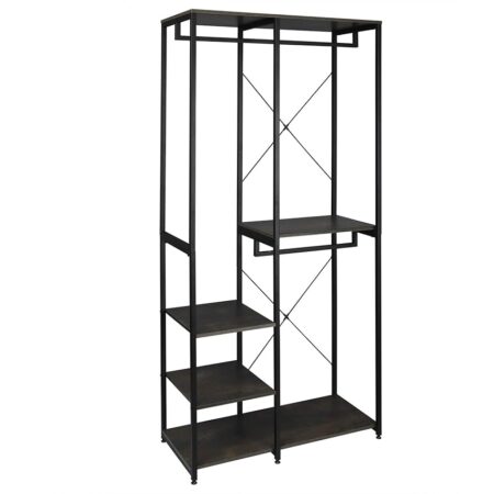 offerta a tempo: woltu porta abiti in mdf e acciaio, appendiabiti con scaffali — 5% da 96,99 € a 92,14 €