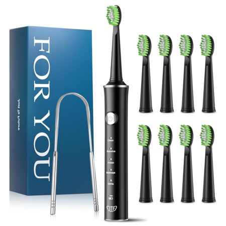 offerta a tempo: spazzolino elettrico sonico con 8 testine di ricambio — 53% da 16,99 € a 7,99 €
