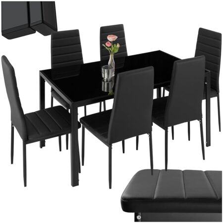 offerta a tempo: tectake® set di mobili per sala da pranzo, 6 sedie in similpelle resistente — 10% da 209,79 € a 188,81 €