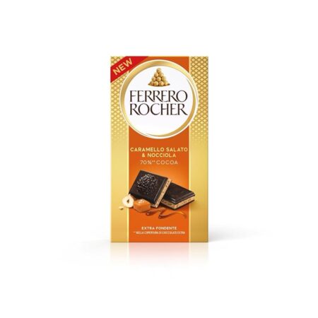 offerta a tempo: ferrero rocher, tavoletta di cioccolato fondente 70% con ripieno di caramello salato e croccante granella di nocciole — 21% da 2,39 € a 1,89 €