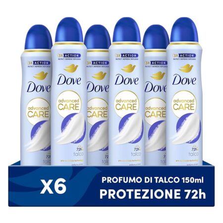 offerta a tempo: dove deodorante spray advanced care talco, con formula idratante e delicata sulla pelle — 32% da 25,74 € a 17,46 €