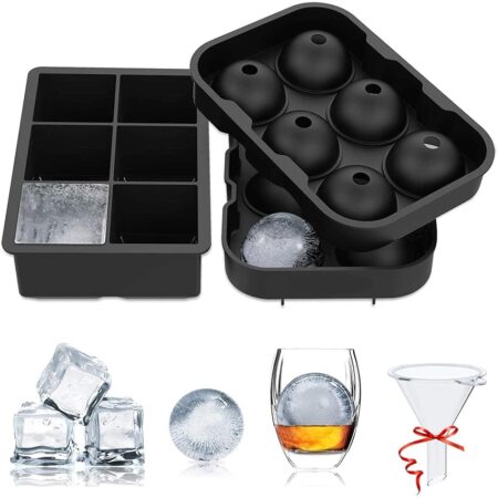 offerta a tempo: 2 pezzi cubetti ghiaccio silicone, stampo ghiaccio grande & ice ball maker con imbuto — 8% da 11,99 € a 11,04 €