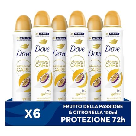 offerta a tempo: dove deodorante spray advanced care go fresh passion fruit, con formula idratante — 13% da 25,74 € a 22,31 €