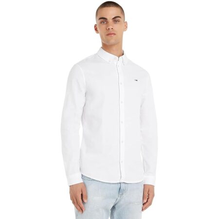 offerta a tempo: tommy jeans tjm slim stretch oxford shirt dm0dm09594, camicia uomo — 34% da 69,90 € a 46,20 €