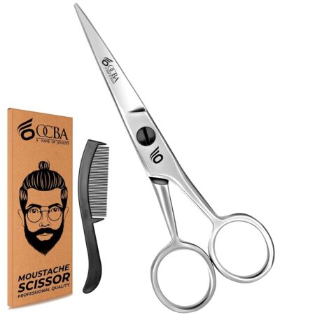 offerta a tempo: ocba forbici professionali per baffi, forbici da barba in acciaio inox — 10% da 7,99 € a 7,21 €