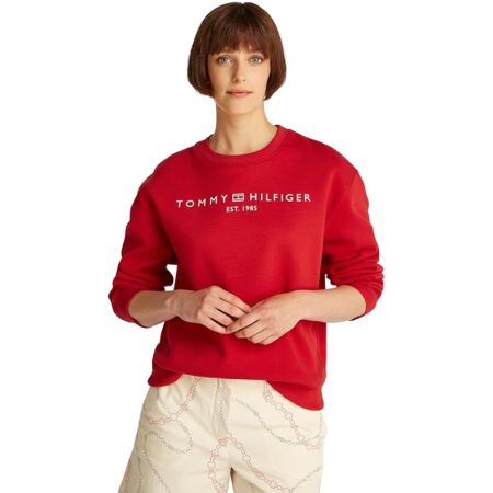 offerta a tempo: tommy hilfiger felpa donna senza cappuccio, rosso (primary red) — 38% da 99,90 € a 62,03 €