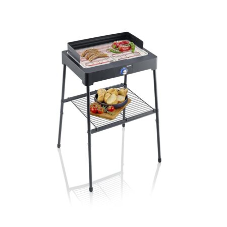 offerta a tempo: severin pg 8566 barbecue elettrico 2200w in acciaio inox con stand con mensola — 22% da 89,99 € a 69,99 €
