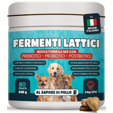 offerta a tempo: integrapet probiotici per cani e fermenti lattici per salute intestinale e prurito 80 snack naturali — 24% da 19,90 € a 15,19 €