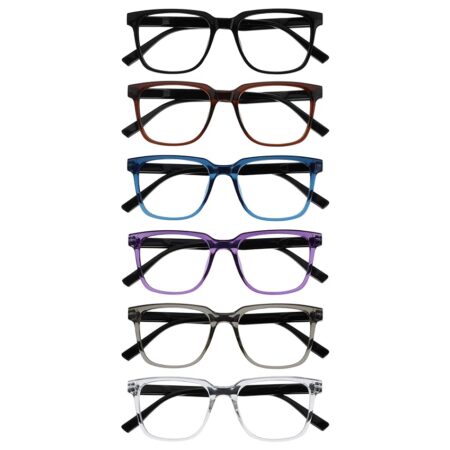 offerta a tempo: opulize leo occhiali da lettura pacco da 6 montatura rettangolare grande — 27% da 17,99 € a 13,10 €