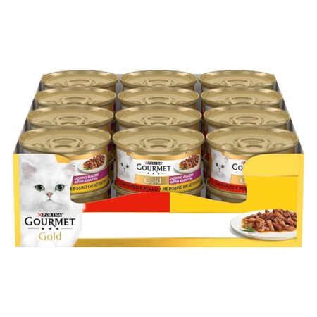 offerta a tempo: gourmet gold cibo umido gatto adulto, bocconcini con manzo e pollo. 24 lattine da 85 g — 19% da 14,73 € a 11,99 €