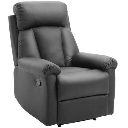 offerta a tempo: homcom poltrona relax reclinabile imbottita ergonomica con poggiapiedi pelle pu 80 x 97 x 107cm nero — 26% da 198,95 € a 147,47 €