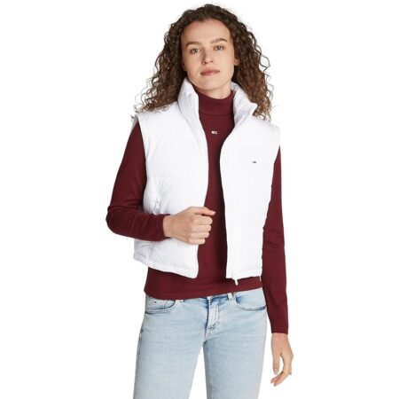 offerta a tempo: tommy jeans donna gilet essential puffer vest corto, bianco (white) — 31% da 149,90 € a 103,03 €