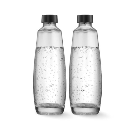 offerta a tempo: sodastream set 2 bottiglie in vetro da usare solo per gasatore duo — 35% da 26,99 € a 17,56 €