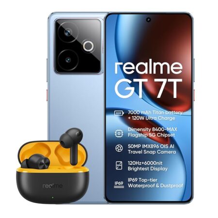 offerta a tempo: realme gt 7t 256gb 12gb icesense blue version with charger +t200 lite black — 24% da 486,67 € a 369,99 €