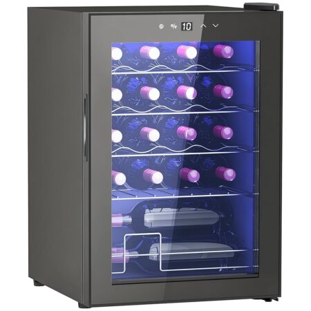 offerta a tempo: homcom cantinetta vino refrigerata 20 bottiglie 53l cantina vino monotemperatura 5 — 20% da 254,95 € a 205,15 €