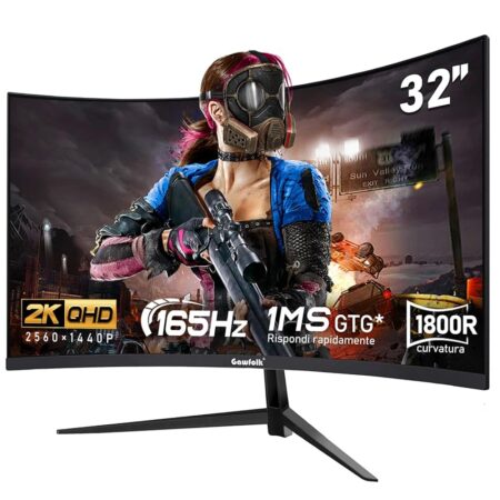 offerta a tempo: gawfolk schermo pc da 32 pollici, 2k wqhd (2560×1440p) — 25% da 239,99 € a 180,49 €