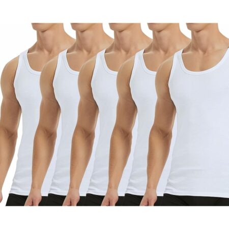 offerta a tempo: falechay canottiera uomo pacco da 5 100% cotone elasticizzato fitness canottiera sportiva bianco m — 17% da 29,99 € a 24,85 €