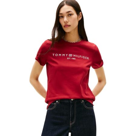 offerta a tempo: tommy hilfiger donna t shirt maniche corte logo scollo rotondo — 35% da 39,90 € a 25,99 €