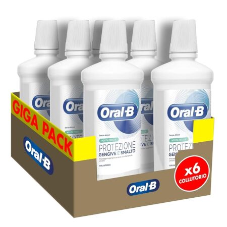 offerta a tempo: oral b collutorio protezione gengive e smalto 6x500ml, pulizia denti e igiene orale completa — 51% da 40,99 € a 19,99 €