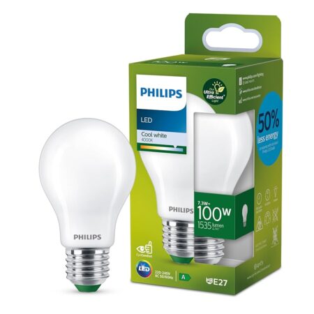 offerta a tempo: philips led lampadina goccia vetro smerigliato 100w e27, luce bianca fredda — 4% da 15,49 € a 14,90 €