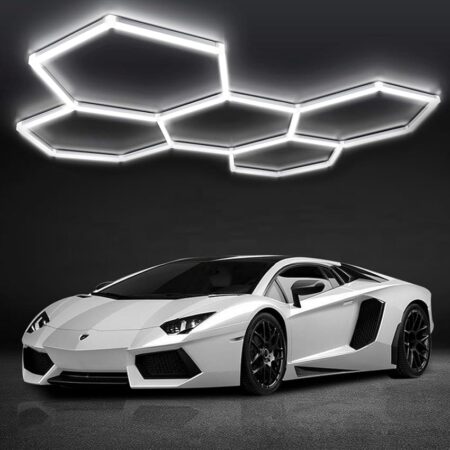 offerta a tempo: dikhee luce da garage a led esagonale da 192w, 5 luci a nido d'ape dettagli auto luci — 15% da 131,99 € a 112,19 €