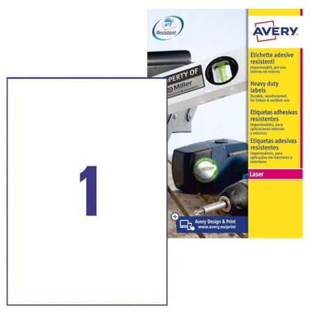 offerta a tempo: avery italia l4775 20 etichette adesive in poliestere bianco resistente — 15% da 47,45 € a 40,57 €
